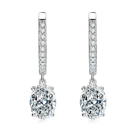 Oval Cut Moissanite Drop Huggie Earrings (3.0ctw)