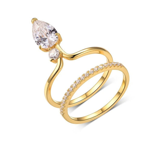 Pear Chevron Ring Set (2-Piece)