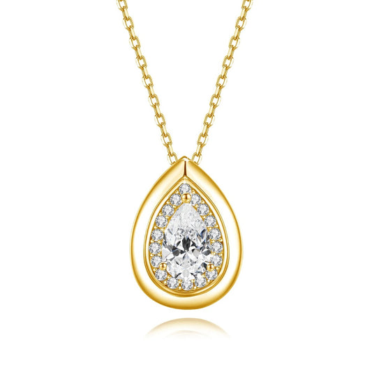 Pear Halo Moissanite Necklace