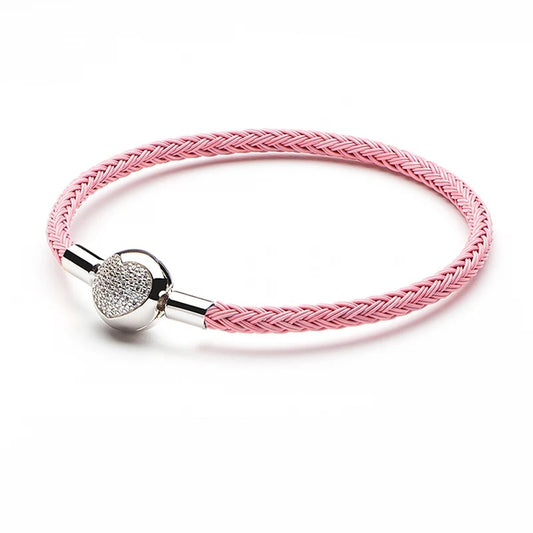 Colorful Charm Bracelet with Heart Clasp