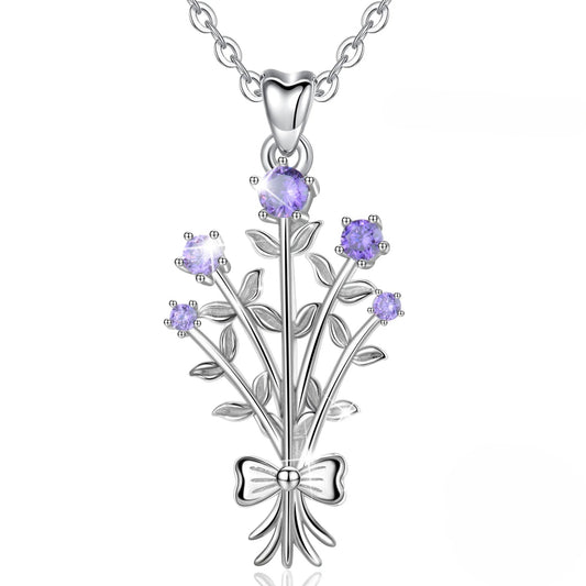 Purple Blossom Silver Necklace