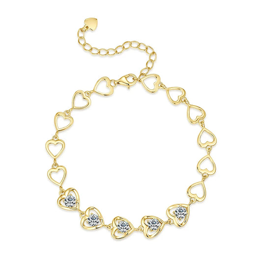 Heart Link Moissanite Bracelet