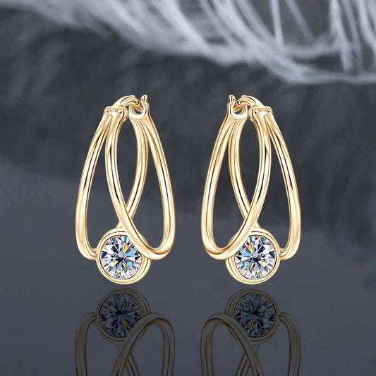 Radiant Moissanite Split Hoop Earrings