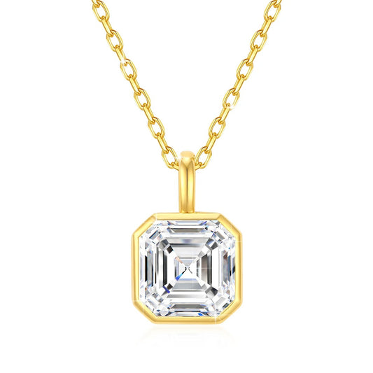 Real 14K Gold Asscher Moissanite Necklace