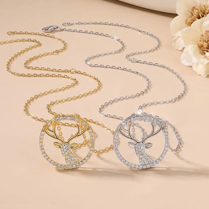 Collier halo renne en moissanite