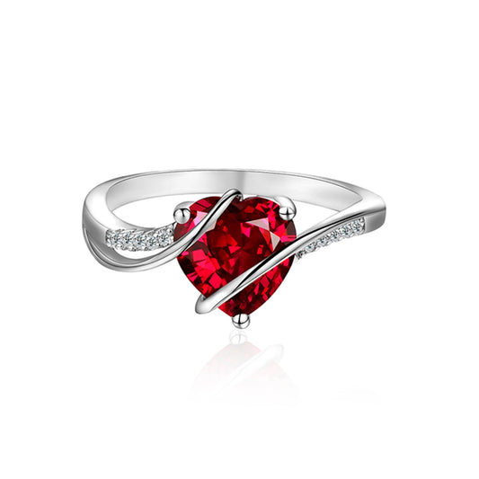 Sterling Heart Ruby Ring