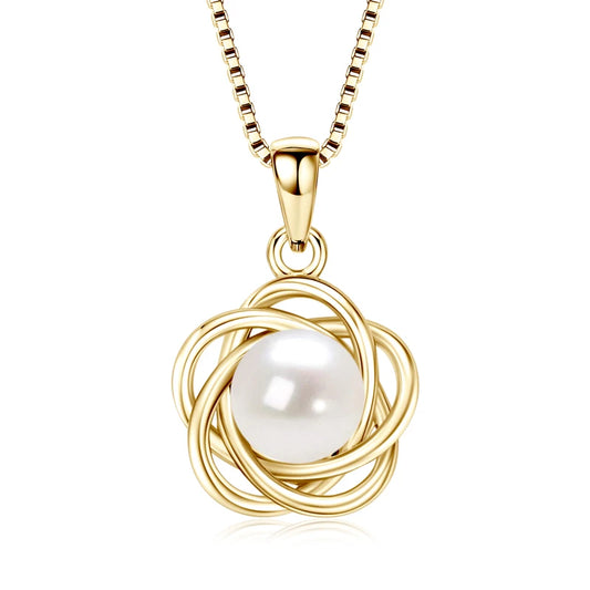 Woven Petal Freshwater Pearl Pendant