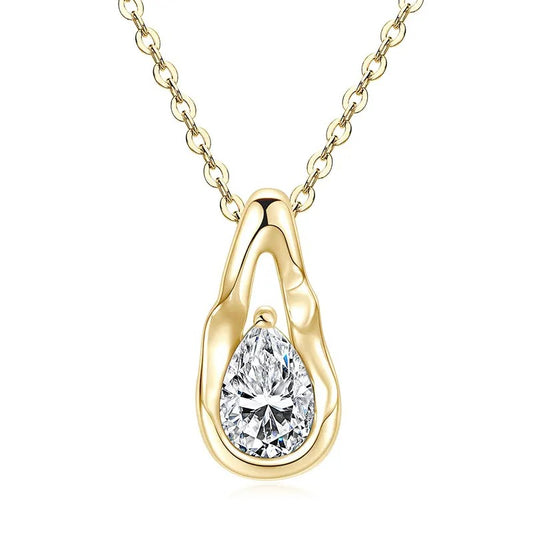 Sculptural Pear Moissanite Necklace