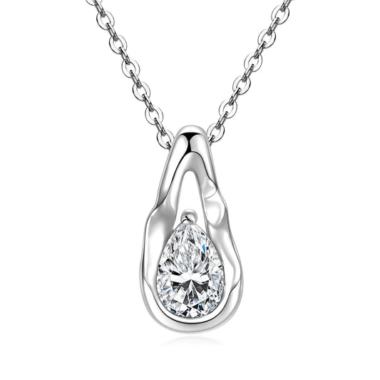 Sculptural Pear Moissanite Necklace