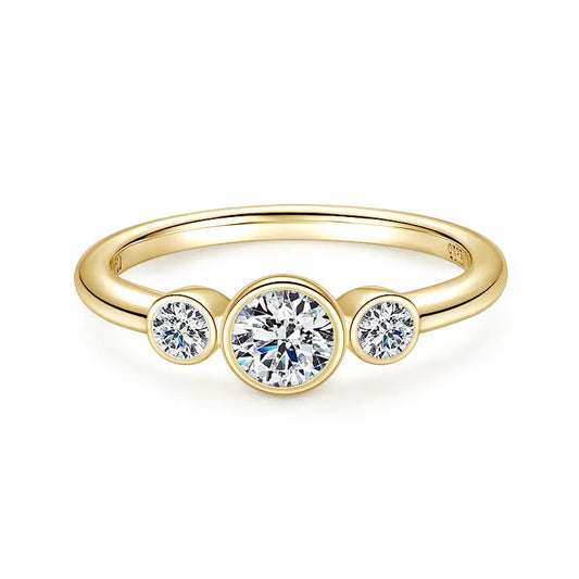 Three-Stone Bezel Set Moissanite Ring