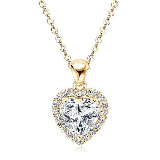 Classic Heart Halo Moissanite Necklace (2.0ct)