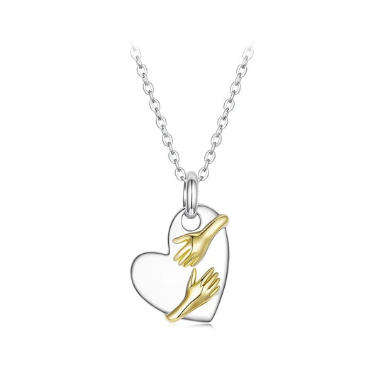Two-Tone Hug Heart Necklace