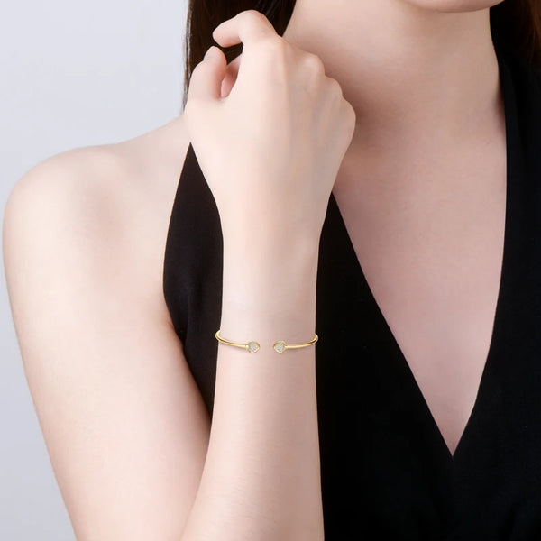 Moissanite Heart Cuff Bangle