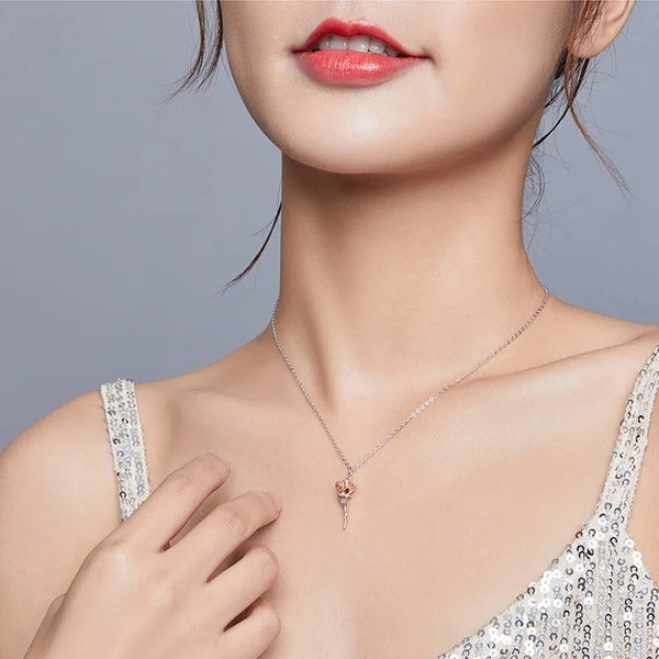 Graceful Rose Pendant Necklace