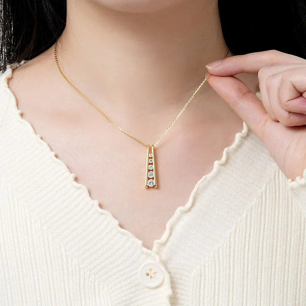 Graduated 5-Stone Geometric Bar Necklace