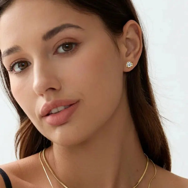 Moissanite Olive Leaf Stud Earrings