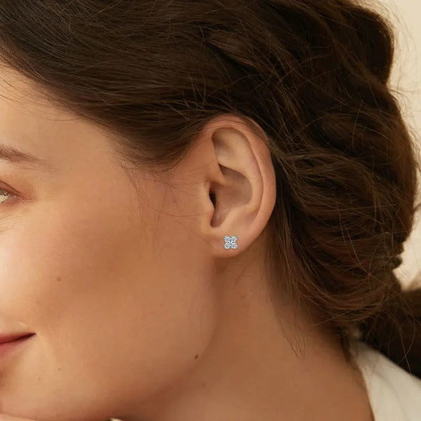 Moissanite Four-Petal Flower Studs