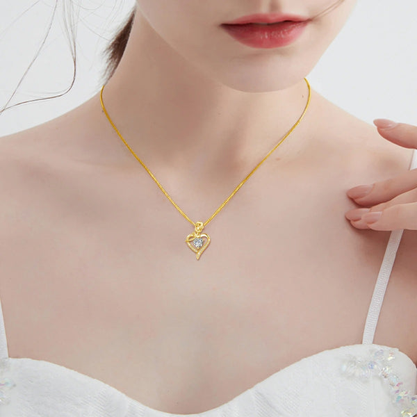 Pendentif Cœur Rose Éternelle en Moissanite