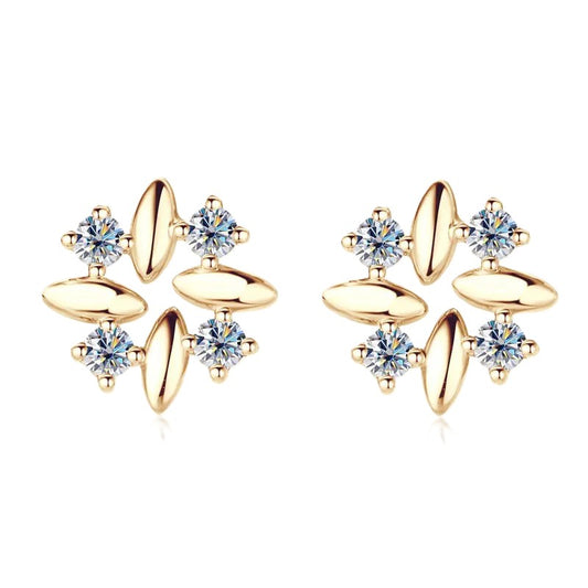 Floral Moissanite Studs in 10K Gold - CoFuze™