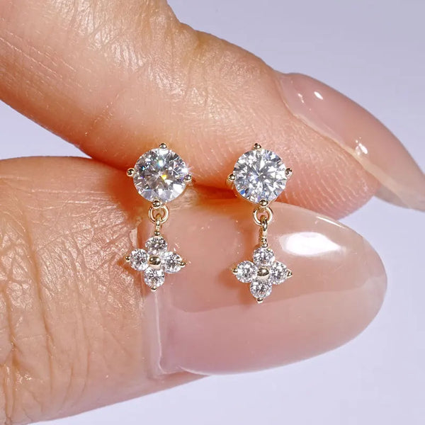 Golden Clover Drop Earrings