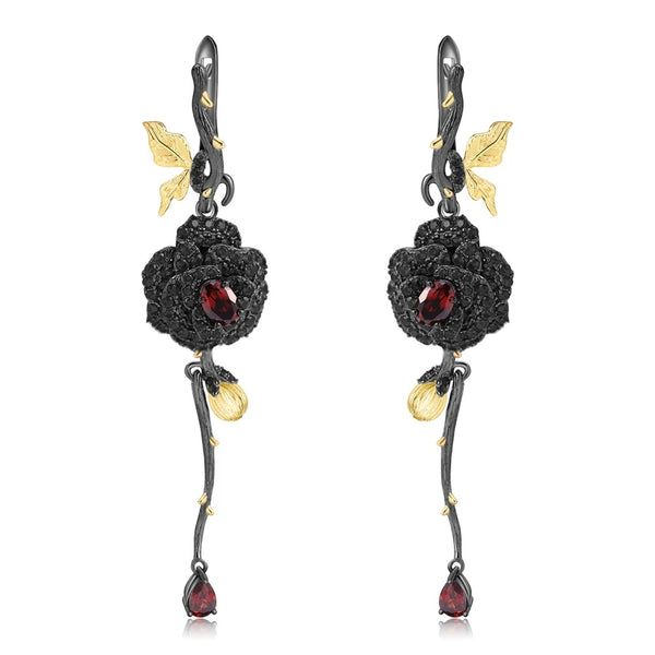 Elegant Rose Silver Earrings