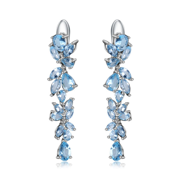 Garnet Leaf Drop Earrings