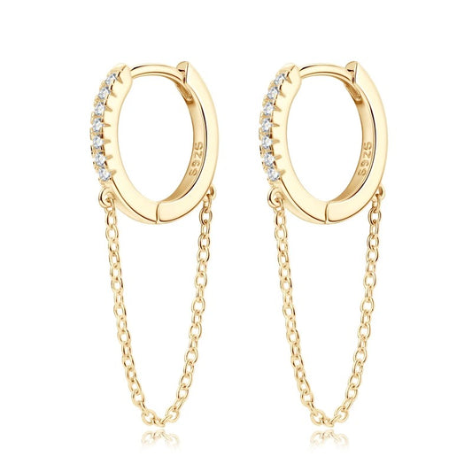 Lustrous Moissanite Chain-Link Hoop Earrings - CoFuze™