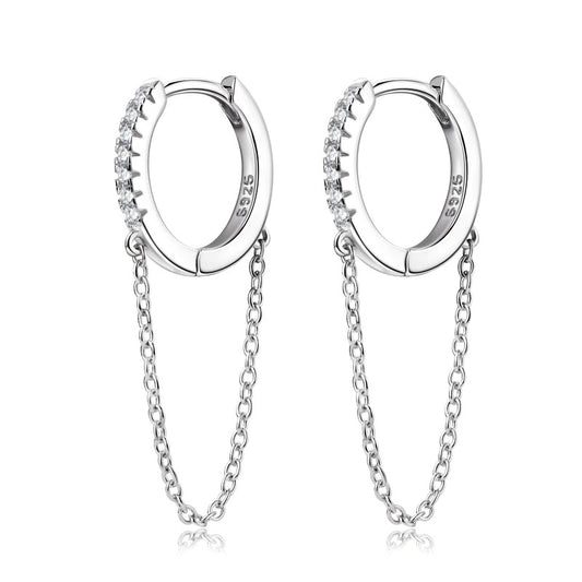 Lustrous Moissanite Chain-Link Hoop Earrings - CoFuze™
