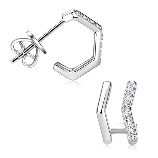 Sparkling Geometric Huggie Earrings - CoFuze™