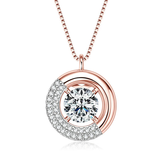 Luna Double Embrace Rose Gold Moissanite Pendant - CoFuze™
