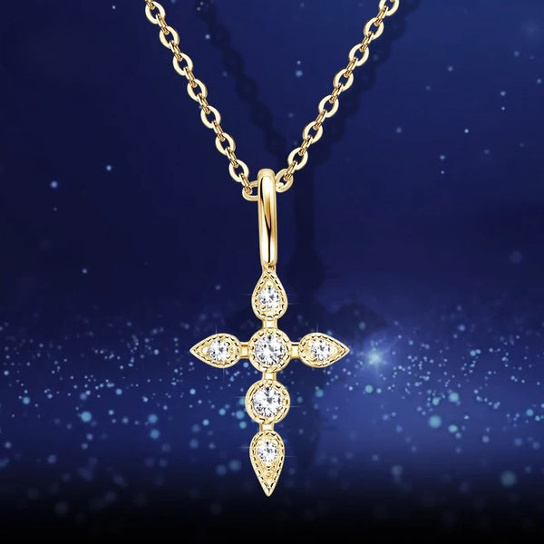 Radiant Moissanite Cross Necklace