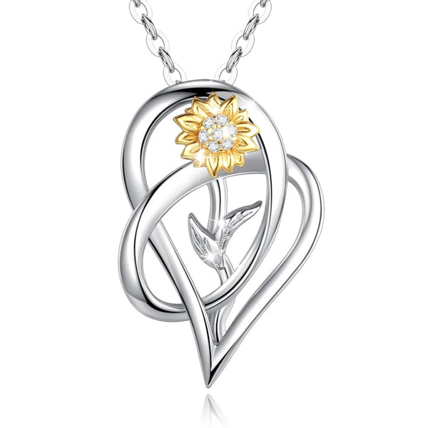 Sunflower Heart Silver Necklace