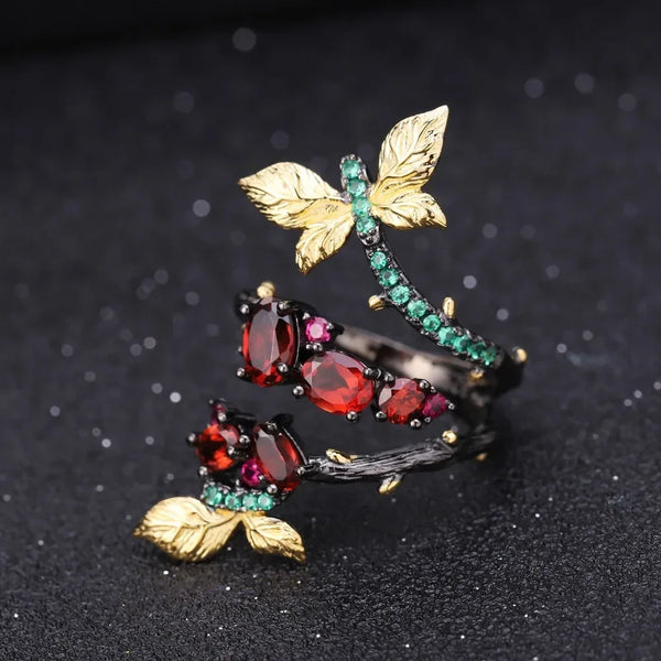 Handcrafted Adjustable Garnet Ring