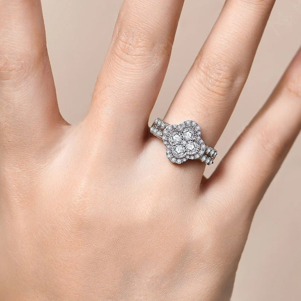 Four-Leaf Moissanite Sparkle Ring