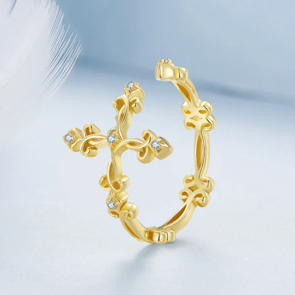 Vintage Sterling Cross Flower Ring