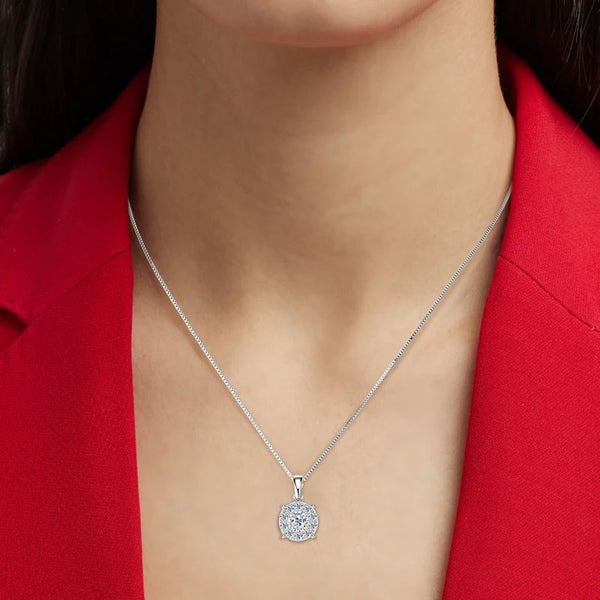 Moissanite Round Halo Necklace