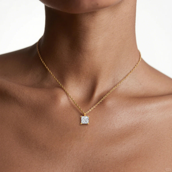 Pendentif Moissanite Princesse Royale (Or 14K)