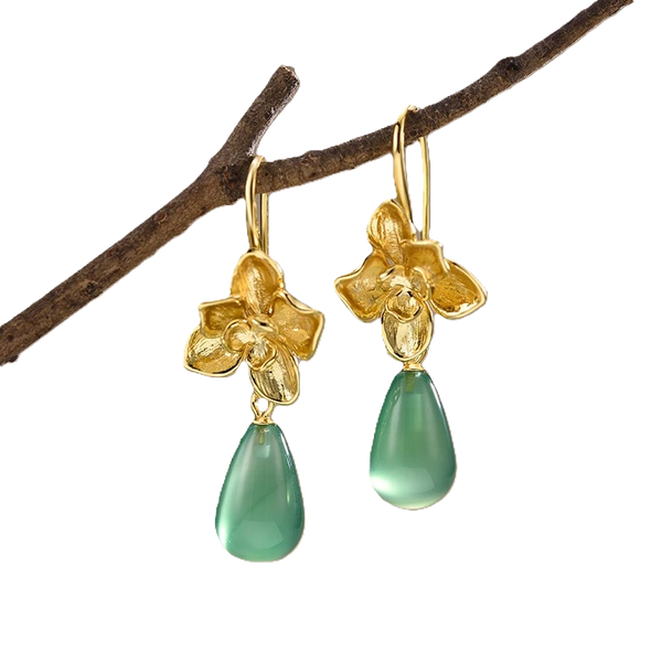 Crystal Flower Drop Earrings