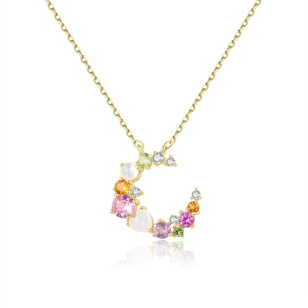 Ballet Milky Moonstone Crescent Necklace