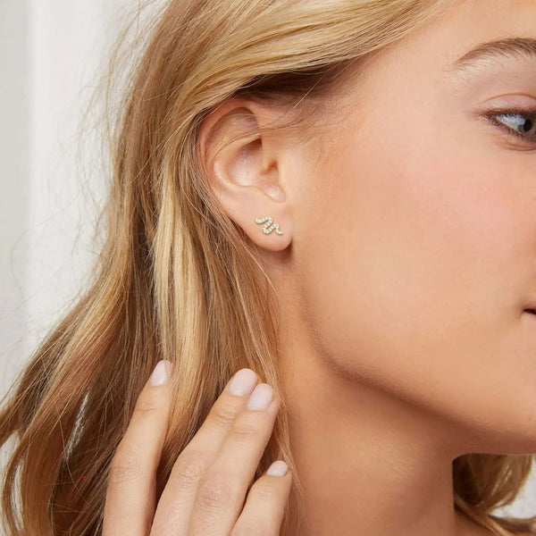 Serpentine Pave Moissanite Studs