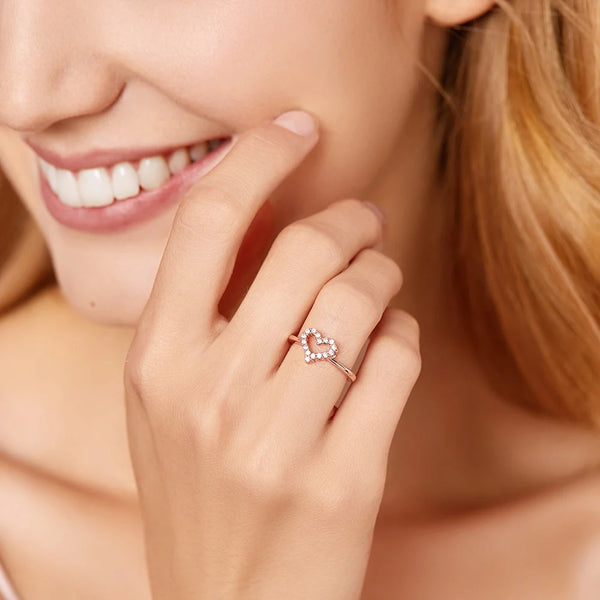 Rose Gold Heart Sparkle Ring