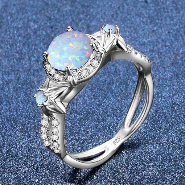 Opal Sparkle Silver Ring