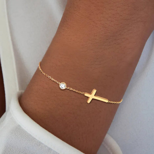 Sparkling Cross Charm Bracelet