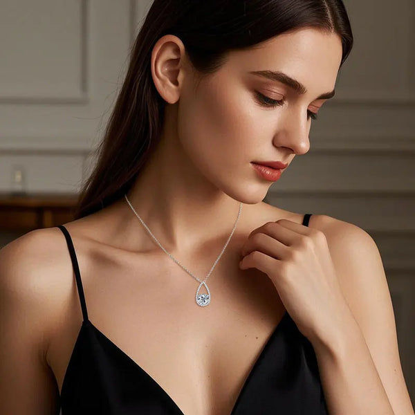 Elegant Moissanite Teardrop Necklace