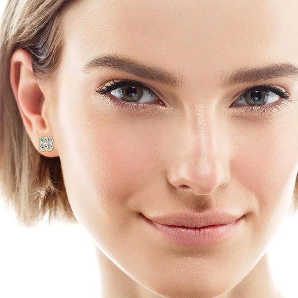 Moissanite Clover Flower Earrings