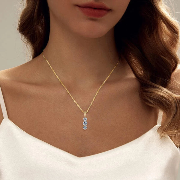 Elegant Moissanite Three-Stone Necklace