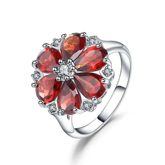 Garnet Bloom Ring