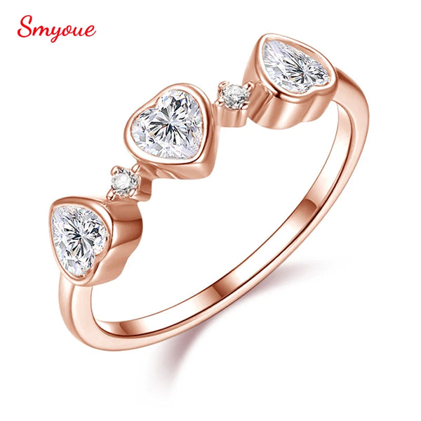 Heart Trio Moissanite Ring