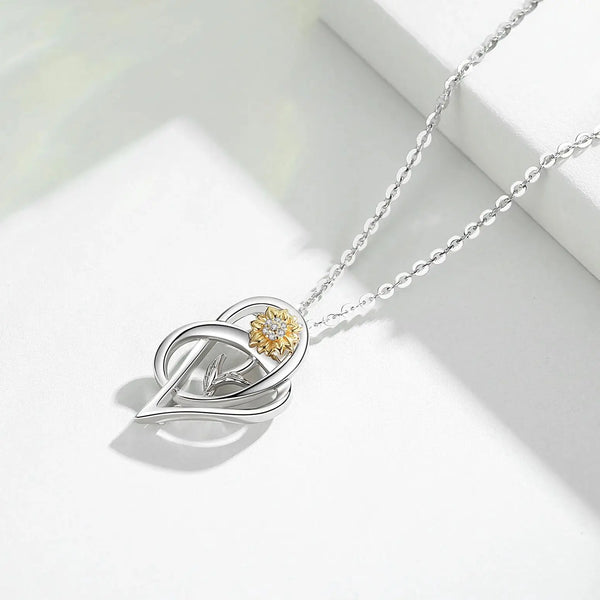 Sunflower Heart Silver Necklace