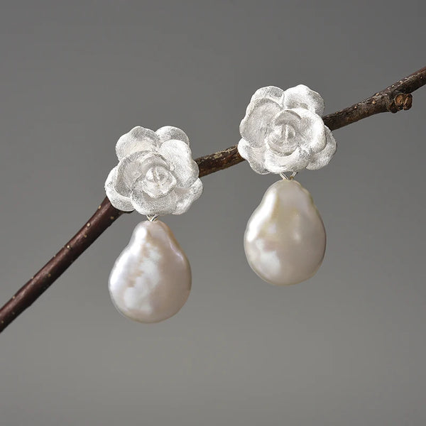 Natural Pearl Flower Earrings